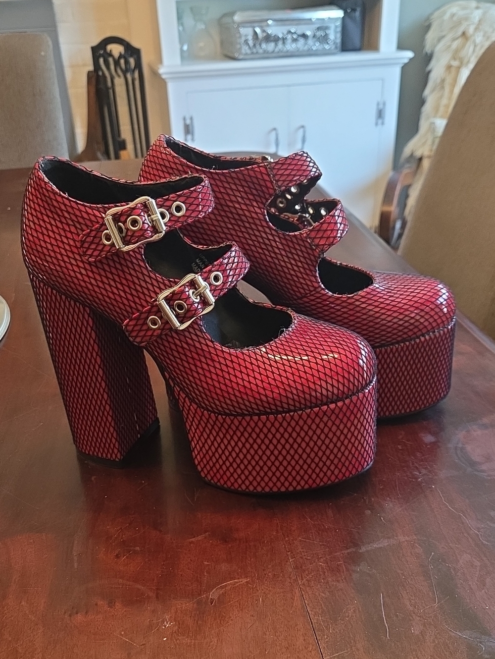 Current Mood Fishnet Platform Mary Janes. Size 7 Women.